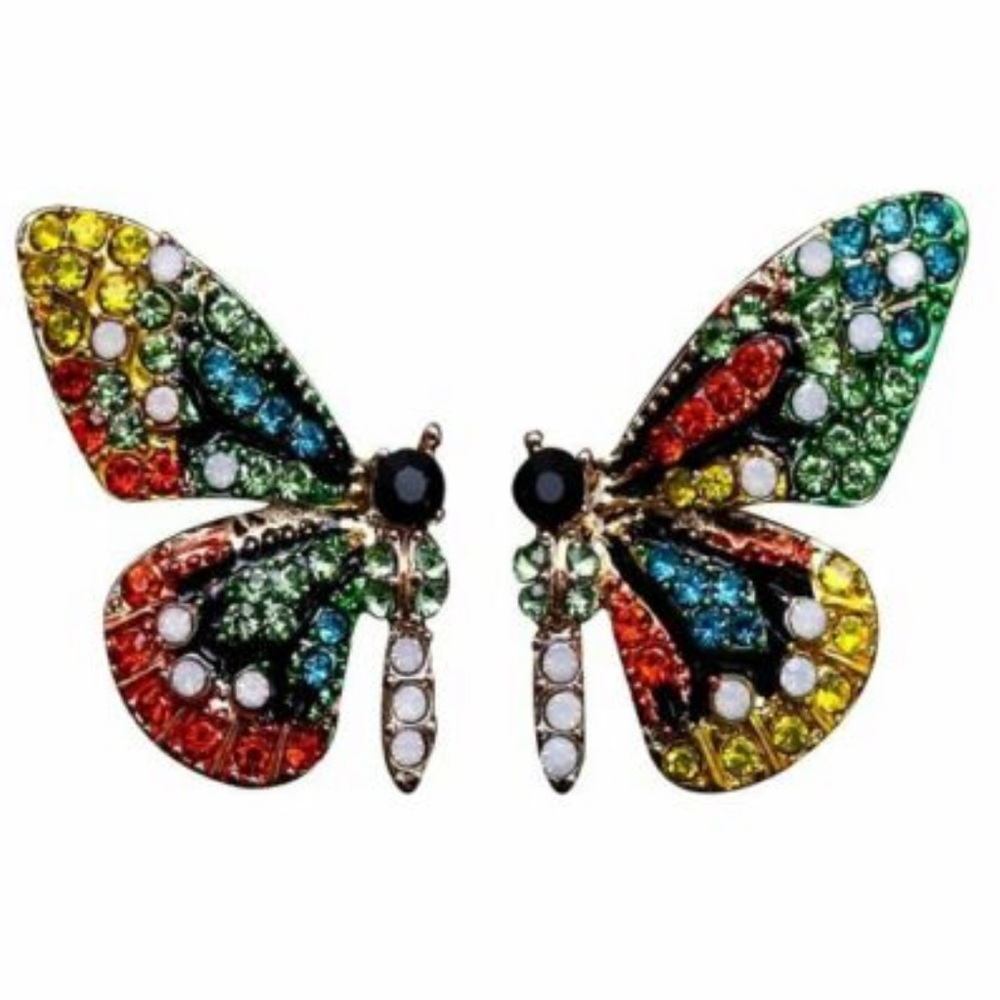 Multi-stone butterfly earrings